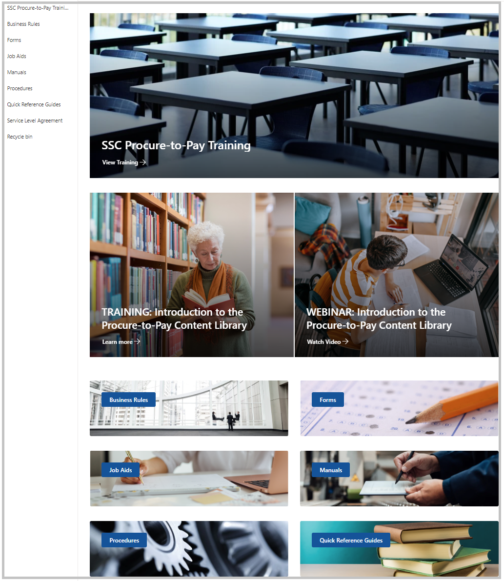 procure to pay content library home page