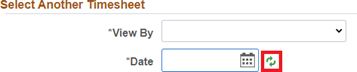 screenshot of the Date field with a red box highlighting the two small green arrows.